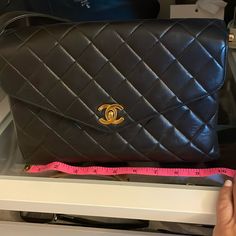 Vintage Quilted Chanel Shoulder Bag With Gold Hardware Minor Wear Throughout. The Bad Is Probably From The 90’s And Serial Sticker Is Heavily Worn. See Photo. Vintage Chanel Bag, Quilted Shoulder Bag, Bags Vintage, Chanel Shoulder Bag, Chanel Bags, Black Quilt, Chanel Black, Vintage Quilts, Vintage Chanel