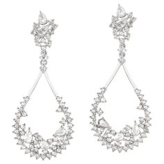 Luxury Rose Cut Diamond Chandelier Earrings For Wedding, Luxury Bridal Rose Cut Diamond Drop Earrings, Formal Teardrop Single Cut Diamond Earrings, Teardrop Diamond Cut Bridal Earrings For Evening, Dazzling Rose Cut Diamond Earrings For Formal Occasions, Luxury Rose Cut Drop Diamond Earrings, Formal Rose Cut Diamond Chandelier Earrings, Formal Chandelier Earrings With Rose Cut Diamonds, Drop Earrings With Single Cut Diamonds