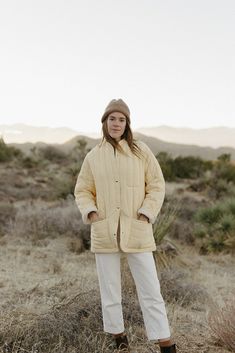 Sawyer Quilted Jacket Mellow Yellow - KORDAL STUDIO Portable Blanket, Patchwork Quilt Jacket, Kelly Brown, Blundstone Boots, Sense Of Self, Royal Life, Mellow Yellow, Rare Photos, Mom Style