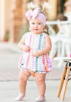 RuffleButts Rainbow Hearts Bubble Romper – Benjamin Bunny Boutique Heart Bubbles, Benjamin Bunny, Purple Owl, Rainbow Hearts, Bamboo Clothing, Knitted Romper, Bubble Romper, Rainbow Heart, Family Photoshoot