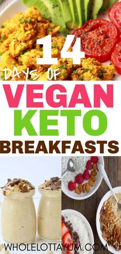 four different types of vegan keto breakfasts