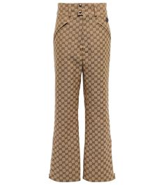 GG cotton canvas flared pants Gucci Denim, Canvas Pants, Gucci Outfits, Pinstripe Pants, Closet Organizer, Brown Pants, Fashion Business, Silk Pants, Flared Pants