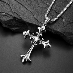 Silver Cross Pendant Necklace Catholic Christian Jewelry For Men Women Chain 24" | eBay Catholic Cross Necklace, Cross Pendant Necklace Men, Mens Cross Necklace, Christian Necklace, Rhinestone Cross, Silver Cross Pendant, Punk Jewelry, Christian Jewelry, Cross Earrings