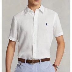 Polo Ralph Lauren All White Colorway Classic Relaxed Fit Button Down Collar Short Sleeve Shirt ++Mens 2x Big++ New With Tags Fast Shipping Kk Classic Short Sleeve Shirt With Button Cuffs, Solid Polo Shirt With Buttons, White Casual Dress Shirt With Button Closure, Casual Collared Dress Shirt With Button Cuffs, Casual Semi-formal Shirt With Button Cuffs, Casual Summer Dress Shirt With Button Cuffs, Casual Shirt With Button Cuffs For Semi-formal Occasions, Casual White Collared Dress Shirt, Casual Linen Shirt For Semi-formal Occasions