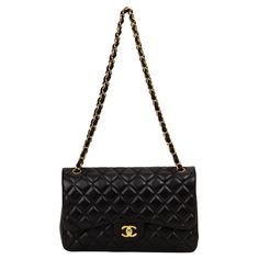 Chanel excellent condition black lambskin double flap with gold tone hardware. Shoulder drop 10", 21", can be worn cross body. Collection 24. Comes with hologram, id card, original dust cover . Store price $11,700 plus tax. Black Chanel Bag, Chanel Cross Body Bag, Dream Bag, Gold Bag, Schwarz Gold, Chanel Black, Dust Cover, Clothing Ideas, Chanel Handbags