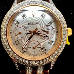 Bulova Women Watch Stones On The Band And Face See Pictures, All Offers Considered Rose Gold Diamond Watch With Rhinestones For Gift, Elegant Rose Gold Diamond Watch With Rhinestones, Rose Gold Watch With Rhinestones As Gift, Rose Gold Watches With Rhinestones For Gifts, Elegant Rose Gold Watches With Rhinestones, Rose Gold Rhinestone Watch As Gift, Rose Gold Diamond Watch For Wedding, Formal Pink Diamond Watch With Diamond Hour Markers, Pink Diamond Watch For Formal Occasions