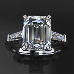 laurel ring – 2.5 carat emerald cut NEO moissanite engagement ring, baguette ring - J Hollywood Designs Laurel Ring, Engagement Ring Baguette, Gorgeous Wedding Bands, Baguette Wedding Band, Contour Wedding Band, Ring Baguette, Emerald Cut Moissanite, Baguette Ring, Diamond Alternatives