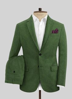 Point to the sun-drenched destinations without worrying about the summer by donning our Italian Prato Sharkskin Green Linen Suit. Further, the suit is made from pure linen material, which serves a crisp, tender and peaceful touch while imparting a porous texture and allowing you to float from one event to another. Plus, the fabric is wrapped in a solid green shade. At the same time, the impeccable tailoring offers a sharper approach to summer dressing with a subtly flared silhouette that injects Black Tweed Suit, Green Linen Suit, Charcoal Jacket, Charcoal Suit, Tailoring Details, Summer Dressing, Black Velvet Jacket, Tweed Pants, Linen Suits