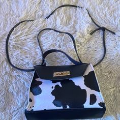 Nwot Women’s Cow Design Bag, Black/White $13 Final Trendy Cow Print Bags For Everyday Use, Casual Cow Print Bags For Daily Use, Black Bag With Cow Print For Everyday Use, Cheap Everyday Cow Print Bags, Leather Cow Print Bag For Everyday Use, Rectangular Cow Print Travel Bag, Cow Print, Mini Bag, Cow