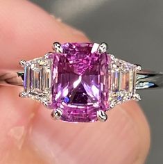 Exceptional Unheated 2.7 Ctw Vibran Pink Sapphire & E VVS - Etsy Pink Sapphire Diamond Ring, Vvs Diamond, Ring Cushion, Colorless Diamond, 18k Gold Ring, Sapphire Diamond Ring, White Gold Ring, Girly Jewelry, Engagement Rings Sapphire