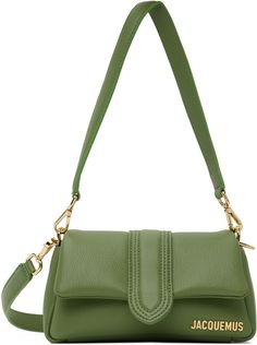 Padded grained goatskin shoulder bag in green. · Detachable carry handle · Detachable shoulder strap · Logo hardware at face · Patch pocket at back face · Magnetic flap · Card slot at interior · Cotton twill lining · Logo-engraved gold-tone hardware · H4.5 x W7.5 x D3.5 Part of the La Casa collection. Supplier color: Green Green Baguette Tote Bag For Travel, Green Tote Baguette Bag For Travel, Green Top Handle Satchel With Adjustable Strap, Green Top Handle Shoulder Bag With Adjustable Strap, Green Crossbody Flap Bag For Travel, Everyday Green Flap Bag With Detachable Strap, Green Baguette Shoulder Bag For Travel, Everyday Green Leather Baguette Bag, Green Shoulder Baguette Bag For Travel