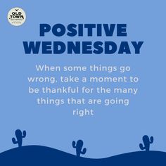 a blue poster with the words positive wednesday written on it and two cacti