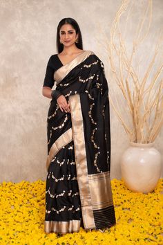 Expertly crafted with pure Katan silk, this black Banarasi saree features intricate Kaduwa sona rupa motifs. The traditional design and luxurious fabric make it a versatile addition to any wardrobe. Elevate your style with this exquisite and timeless piece. Black Banarasi Saree, Katan Silk, Banarasi Saree, Banarasi Sarees, Beautiful Saree, Unique Charms, Elevate Your Style, Blouse Piece, Luxury Fabrics