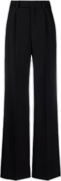 Luxury Wide Leg Pants With Belt Loops, Luxury Wide Leg Pants With Belt Loops For Work, Black Wide Leg Pants With Straight Hem For Office, Luxury Wide Leg Pants With Pockets, Wide Leg Black Pants With Welt Pockets, Luxury Black Wide Leg Pants, High Waist Black Wide Leg Pants With Welt Pockets, Luxury Black Office Pants, Luxury Wide Leg Office Bottoms