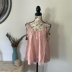 New With Tags, In Great Condition. This Brand Is Sold By Anthropologie Often, But I'm Not Sure If This Is An Anthropologie Piece. Casual Beach Tops With Tassels, Spring Beach Tops With Tassel Ties, Vacation Tops With Tassels, Casual Summer Tops With Back Tassel Tie-up, Beach Summer Tops With Tassel Ties, Summer Beach Tops With Tassel Ties, Summer Tops With Back Tassel Tie-up, Beach Cotton Tops With Back Tassel Tie-up, Casual Sleeveless Top With Tassel Ties