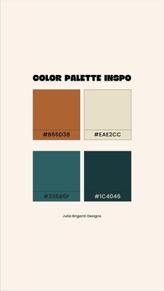 the color palette is shown with different colors and font, including blue, brown, green,