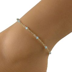 blue chalcedony gold chain anklet Blue Beaded Chain Anklets As Gift, Blue Beaded Chain Anklets For Gift, Blue Anklet With Tiny Beads For Gift, Blue Tiny Beads Anklet For Gift, Blue Dainty Anklets For Gift, Blue Round Beads Anklets For Gifts, Blue Anklets With Round Beads For Gift, Gold Chain Anklet, Blue Anklet