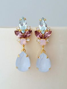 Wedding Earrings Chandelier, Tiffany Jewelry, Earrings Wedding, Swarovski Earrings, Earrings Blue, Lovely Earrings, Diy Schmuck, Pink Earrings, Gothic Jewelry