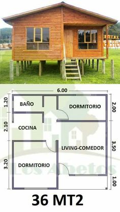 the floor plan for a small cabin with loft and living area, is shown below