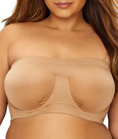 PRICES MAY VARY. Smooth seamless fabrication Bandeau styling with underwire support Center front ruching special size type: plus-size strap type: Strapless weave type: Knit Best Strapless Bra, Bandeau Bra, Lounge Lingerie, Bare Necessities, Everyday Bra, Trending Today, 4 Way Stretch Fabric, Strapless Bra, Amazon Women