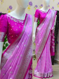 Traditional Saree Blouse Designs, Saree Colours, Trending Saree, Sarees Design, Latest Bridal Blouse Designs, Maggam Work Blouse