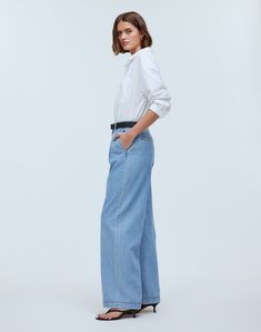 The Harlow Wide-Leg Jean in Benicia Wash: Airy Denim Edition Millenial Fashion, Petite Jeans, Trendy Fashion Women, Preppy Style, Cute Fashion, Leg Jeans, Madewell, Access Denied, Girl Fashion