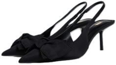 Heels Bow, Slingback Heels, Slingback Shoes, Slingback Heel, Zara Shoes, Zara Black, Bow Detail, Back Strap, Heel Height