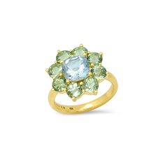 Statement Mint Tourmaline Flower Ring with Aquamarine Center for Women | Jennifer Meyer Mint Tourmaline Engagement Ring, Open Heart Ring, Tourmaline Engagement Ring, Classic Flower, Jennifer Meyer Jewelry, Cute Engagement Rings, Pink Tourmaline Ring, Jennifer Meyer, 18k Gold Ring