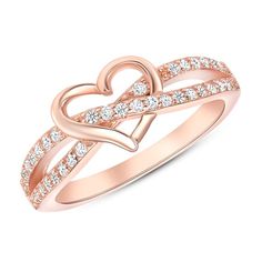 14K Rose Gold 0.25 Carat Prong Heart Shape Setting Diamond Band.All of our diamonds are 100% natural. We offer free 30 days money back with free shipping.Appraisal is included with every purchase.Diamond Info:Color: GClarity: SI2Prong setting Heart Shape Diamond Ring, Rose Gold Diamond Band, Heart Shaped Diamond Ring, Heart Shaped Engagement Rings, Round Cut Diamond Ring, Couple Ring Design, Pandora Rose, Gold Heart Ring, Gold Diamond Band