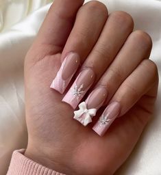 Pink bow nails 🎀 Pink Bow Nails, Bow Nails, Punk Nails, Classy Acrylic Nails, Acrylic Nails Coffin Pink