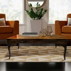 a living room with two couches and a coffee table in front of a window