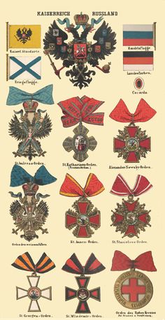 an old poster with many different flags and insignias