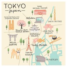 a map of tokyo with all the major attractions