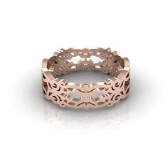 Vintage Lace Band Wedding Band 14k Rose Gold Band Filigree Ring Delicate Band Filigree Wedding Band, Filigree Wedding Ring, Rose Gold Wedding Band, 14k Gold Wedding Band, Unique Rings Vintage, Lace Ring, Unique Bands, Lace Bands, Rose Gold Wedding Bands