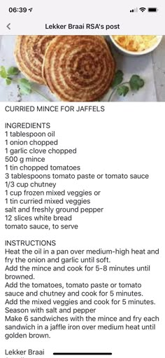 the recipe for grilled mince for jafels is shown in this screenshot