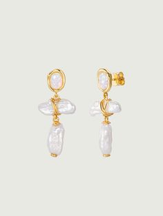 Opal Pearl Drop Earrings Opal Earrings For Wedding, Elegant Opal Hoop Earrings, Elegant Gold Opal Hoop Earrings, White Opal Drop Earrings, Pearl Birthstone, Luxury Jewelry Brands, Ring Pendant Necklace, Recycled Silver, Freshwater Cultured Pearls