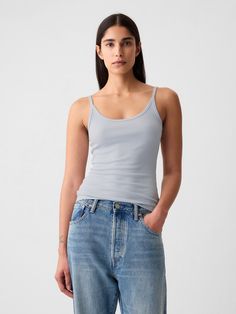 Mini Rib Tank Top | Gap Grey Matter, Rib Tank Top, Loose Tank, Gray Matters, Ribbed Tank Tops, Women's Summer Fashion, Second Skin, New Woman, Spring Summer Fashion