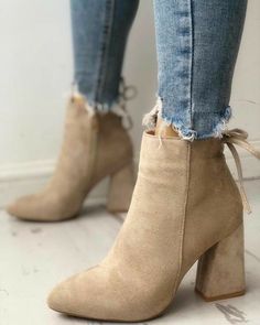 Boots Heel, Boots For Short Women, Dresses Shoes, Dream Shoes, Womens Boots Ankle, Short Boots, Tie Back, Cute Shoes