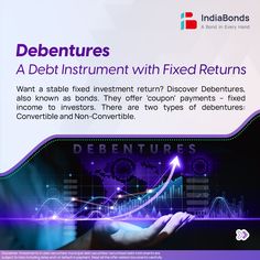 an advertisement for debt instruments with fixed returns on the front cover, and in the background there is a hand holding a graph