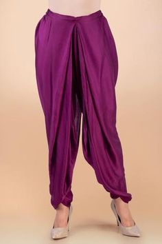 Shop for Jajobaa Purple Maheshwari Silk Woven Kurta And Dhoti Pant Set for Women Online at Aza Fashions Dhoti Pants, Silk Embroidery, Beaded Tassels, Pant Set, High Low Hem, Set For Women, Aza Fashion, Full Sleeve, Floral Motif