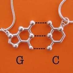 friendship necklace set - DNA and RNA base pairs Dna And Rna, Molecule Necklace, Bff Jewelry, Friendship Necklace, Sanders Sides, Bff Necklaces, Science Ideas, Friendship Necklaces, Best Friendship