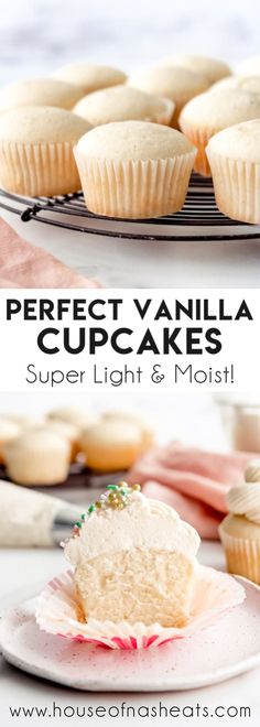 the perfect vanilla cupcakes are super light and moist