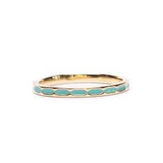 18-Karat Gold Plated Enamel Accent Colors Hypoallergenic Stack Rings, White Turquoise, Enamel Ring, Stacking Ring, Stacking Rings, Accent Colors, Gold Plate, Plating, Wedding Rings