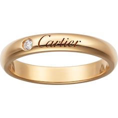 Cartier - C de Cartier wedding band - Ring Woman  - C de Cartier wedding band, 18K pink gold, set with a brilliant-cut diamond of 0.02 carats. Width: 3 mm. Cartier Wedding Band, Cartier Wedding Bands, Band Rings Women, Gold Set, Brilliant Cut Diamond, 18k Rose Gold, Pink Gold, Wedding Ring Bands, Band Ring