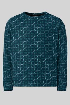 A stylish and versatile sweatshirt featuring a bold, repeating geometric pattern. Perfect for adding a modern touch to any outfit. Men's Shirts And Tops, Men Shirt Style, Printed Sweatshirts, Geometric Pattern, Sweatshirts, Blue, Pattern