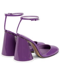 The Attico, Silver Logo, Slingback Pump, Ankle Straps, Cow Leather, Patent Leather, Violet, Pumps, Sandals