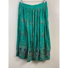 Nwot Monroe And Main Midi Skirt Womens Large Green Sequin Boho Festival Floral Approx Measurements On Photos Open To Offers Please Check Photos Jy8 Keywords: Party, Event, Cocktail, New Year, Holiday, Festival Boho Green Embroidered Summer Skirt, Green Embroidered Skirt For Summer, Traditional Harem Bottoms For Festive Occasions, Fitted Green Festive Bottoms, Fitted Green Bottoms For Festive Occasions, Festive Spring Skirt, Traditional Long Skirt For Spring, Bollywood Style Long Skirt For Summer, Flowy Skirt For Festive Spring Occasions