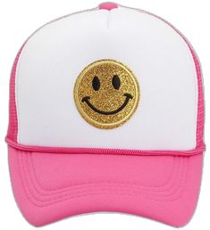 Newborn Baby Caps, Giraffe Hat, John Deere Hats, Toddler Bucket Hat, Leopard Hat, Pink Smiley, Caps And Hats, Pink Baseball Cap, Vintage Trucker Hats