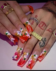 Duck Nails, Drip Nails, Life Lately, Exotic Nails, Really Cute Nails, Acrylic Nails Coffin Pink, Unique Acrylic Nails, Long Square Acrylic Nails, Bling Acrylic Nails