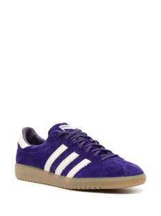 Adidas Bermuda 3-Stripes Suede Sneakers - Farfetch Adidas Suede Sneakers With Logo, Adidas Suede Sneakers With Round Toe, Casual Purple Suede Sneakers, Purple Suede Lace-up Sneakers, Purple Suede Sneakers With Round Toe, Adidas Logo Low-top Suede Sneakers, Low-top Suede Adidas Sneakers, Sporty Purple Sneakers With Gum Sole, Purple High-top Adidas Sneakers